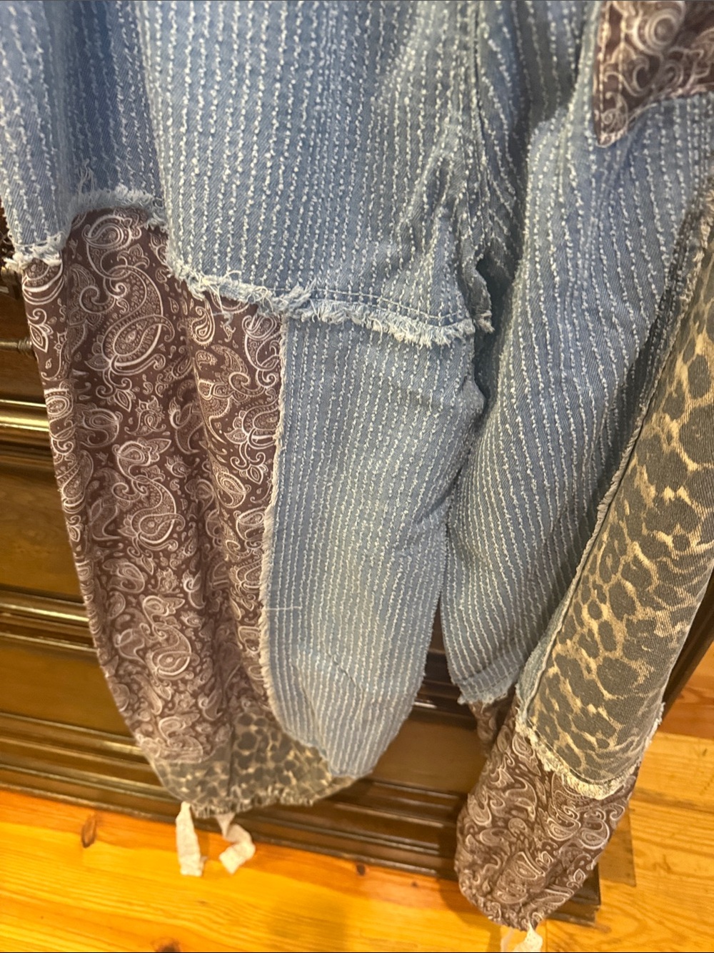 POL Patchwork Boho Drawstring Pants in Blue and Brown. NWOT - Picture 8 of 8